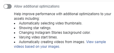 allow additional optimizations facebook ads